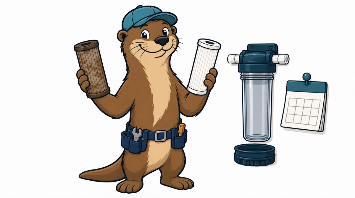 Otto holding a used and a fresh filter cartridge