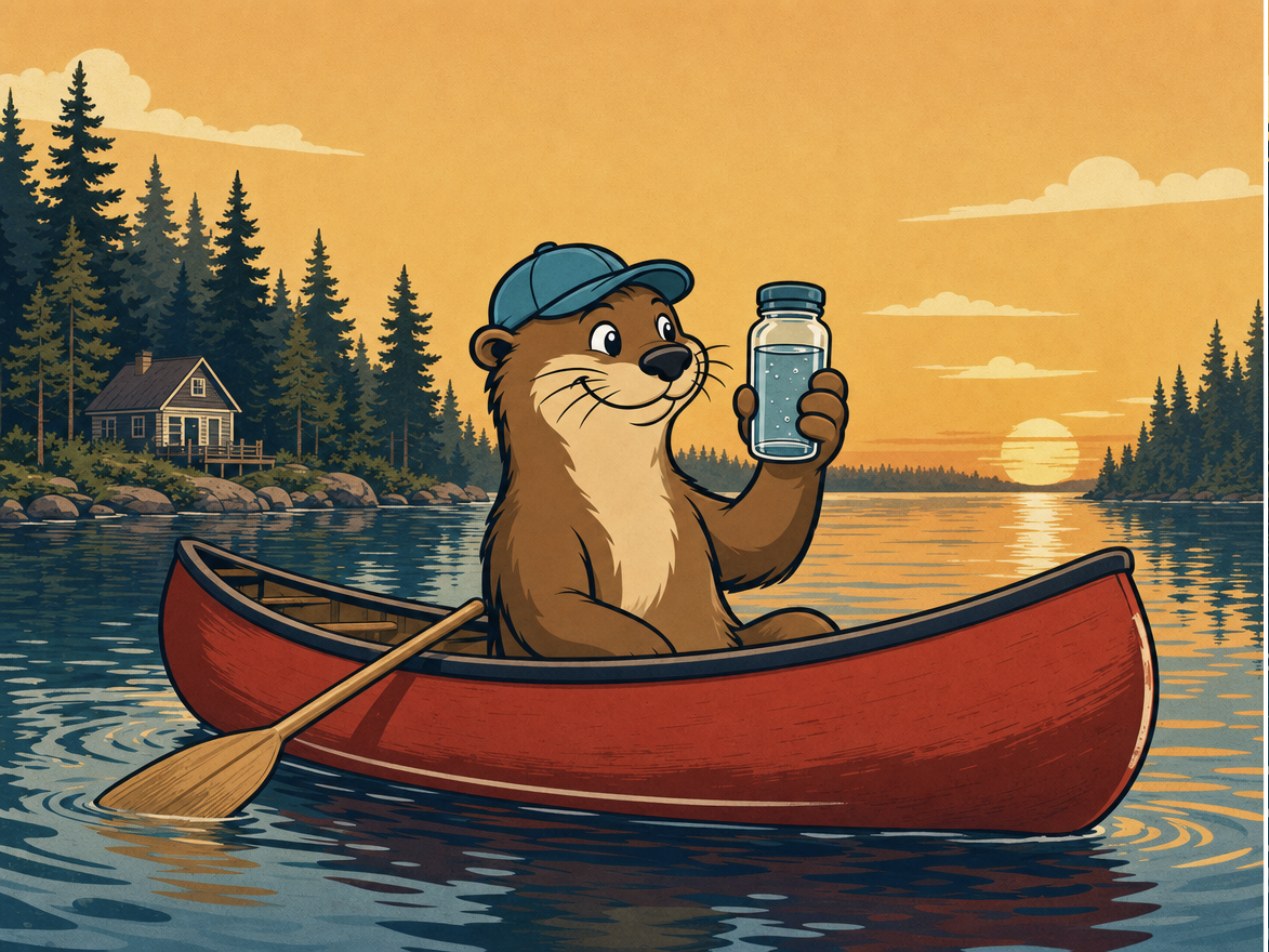 Otto in a canoe on Lake Simcoe